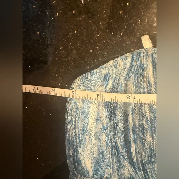 Hutch Corene Strapless Tulle A-Line Midi Dress in Blue & White Size 2 NWT - Picture 7 of 7